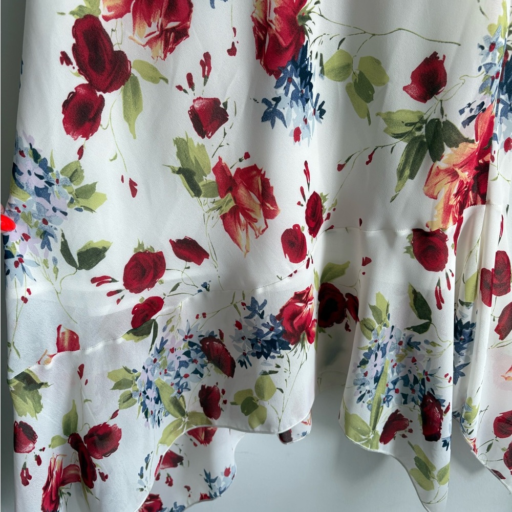 Vintage floral midi skirt — 90s asymmetrical hem - Picture 3 of 7